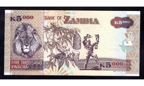 Замбия 5000 квача 2011 год (ZAMBIA 5000 kwacha 2011 g.) P45g:Unc