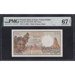 Французские Афара и Иссас 500 франков 1975 года (DJIBOUTI / French Afars & Issas Territory  500 Francs 1975) P 30: PMG 67 Superb Gem UNC