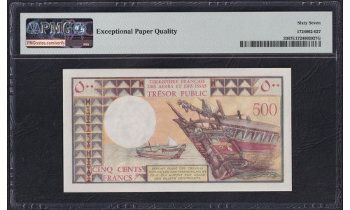 Французские Афара и Иссас 500 франков 1975 года (DJIBOUTI / French Afars & Issas Territory  500 Francs 1975) P 30: PMG 67 Superb Gem UNC