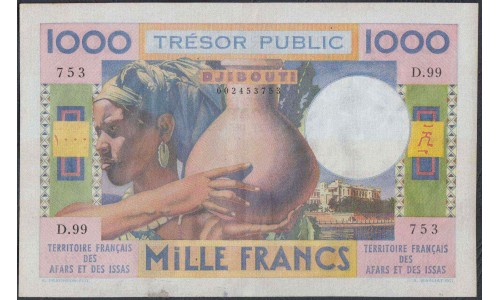 Французские Афара и Иссас 1000 франков 1974 года (DJIBOUTI / French Afars & Issas Territory  1.000 Francs 1974) P 32: XF