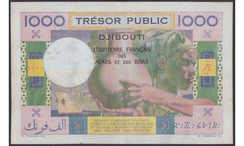 Французские Афара и Иссас 1000 франков 1974 года (DJIBOUTI / French Afars & Issas Territory  1.000 Francs 1974) P 32: XF