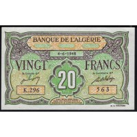Алжир 20 франков 4-6-1948 года,  (Algeria 2 francs 4-6-1948) P 103: UNC