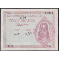 Алжир 20 франков 7-5-1945 год (Algeria 20 francs 7-5-1945) P 92b: aUNC+++