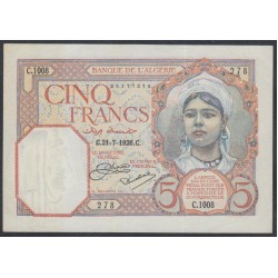 Алжир 5 франков 1926 год (Algeria 5 francs 1926) P77: aUNC