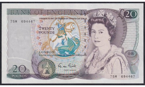Англия 20 фунтов б/д (1970-1991) (England 20 pounds ND (1970-1991)) P 380e: UNC