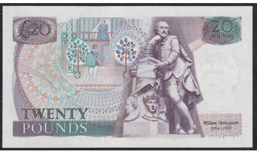 Англия 20 фунтов б/д (1970-1991) (England 20 pounds ND (1970-1991)) P 380e: UNC