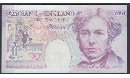 Англия 20 фунтов б/д (1991-1993) (England 20 pounds ND (1991-1993)) P 384b: UNC