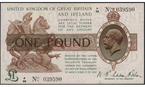 Англия 1 фунт б/д (1919) (England 1 pound ND (1919)) P 357 : Unc