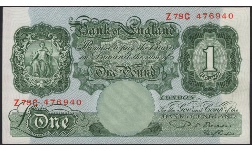 Англия 1 фунт б/д (1948-1960) (England 1 pound ND (1948-1960)) P 369b : Unc