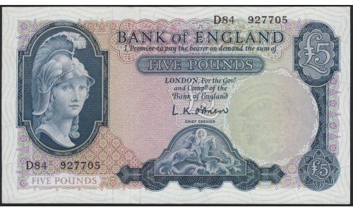 Англия 5 фунтов б/д (1957-1967) (England 5 pounds ND (1957-1967)) P 371a : Unc