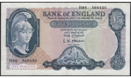 Англия 5 фунтов б/д (1961-1963) (England 5 pounds ND (1961-1963)) P 372a : XF