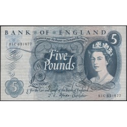 Англия 5 фунтов б/д (1963-1971) (England 5 pounds ND (1963-1971)) P 375b : VF