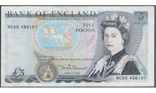 Англия 5 фунтов б/д (1971-1991) (England 5 pounds ND (1971-1991)) P 378c : VF