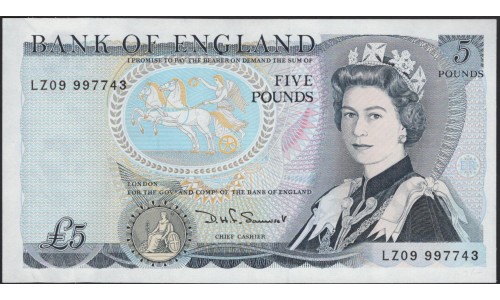 Англия 5 фунтов б/д (1971-1991) (England 5 pounds ND (1971-1991)) P 378c : Unc