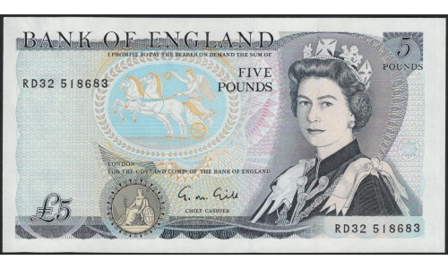 Англия 5 фунтов б/д (1971-1991) (England 5 pounds ND (1971-1991)) P 378f : Unc
