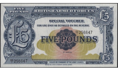Британские Армейские деньги 5 фунтов б/д (1948) (British Armed Forces 5 pounds ND (1948)) P-M23 : Unc