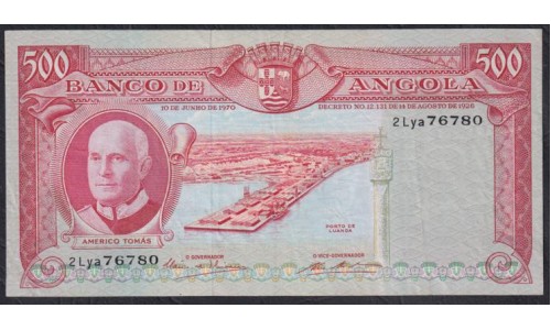 Ангола 500 эскудо 1970 год, 2Lya76780 (Angola 500 escudos 1970) P 97: XF