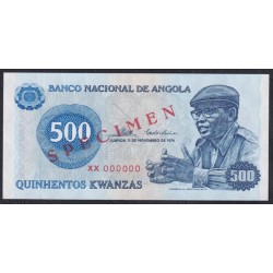 Ангола 500 кванза 1976 год, ОБРАЗЕЦ (Angola 500 kwanzas 1976, SPECIMEN) P 112s: UNC