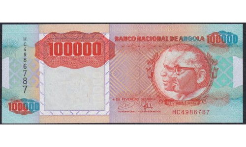 Ангола 100000 кванза 1991 год, РЕДКИЕ!!! (Angola 100000 kwanzas 1991) P 133x: UNC