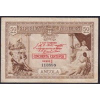 Ангола 50 центаво 1923 год, 113899 (Angola 50 centavos 1923) P 63: XF