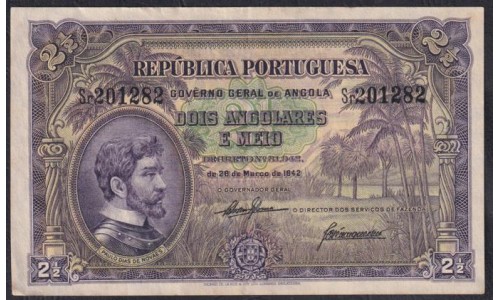 Ангола 2-1/2 анголара 1942 года (Angola 2-1/2 angolares 1948) P 65: XF/aUNC