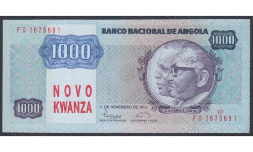 Ангола 1000 новых кванза 1987 год (Angola 1000 novo kwanza 1987) P 124: UNC