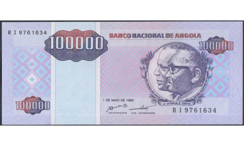 Ангола 100000 кванза 1995 год (Angola 100000 kwanzas 1995) P 139: UNC 