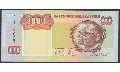 Ангола 1000 кванза 1991 год (Angola 1000 kwanza 1991) P 129b: UNC