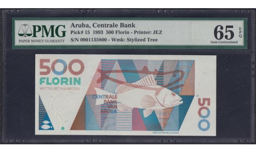 Аруба 500 флорин 1993 года, Классическая Редкость (ARUBA 500 Florin 1993) P 15: UNC PMG 65 EPQ