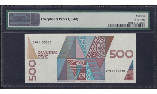 Аруба 500 флорин 1993 года, Классическая Редкость (ARUBA 500 Florin 1993) P 15: UNC PMG 65 EPQ