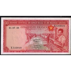 Бельгийское Конго 50 франков 01.07.1959 год (CONGO BELGE 50 francs 01.07.1959) P 32(11): aUNC/UNC