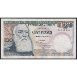 Бельгийское Конго 100 франков 01.04.1955 год (CONGO BELGE 100 francs 01.04.1955) P 33a: VF/XF