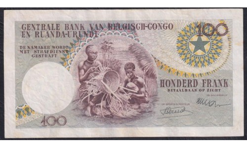 Бельгийское Конго 100 франков 01.04.1955 год (CONGO BELGE 100 francs 01.04.1955) P 33a: VF/XF