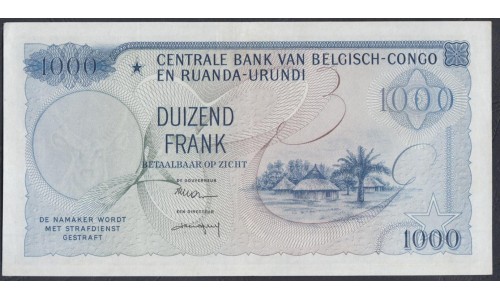 Бельгийское Конго 1000 франков 15.09.1958 год (CONGO BELGE 100 francs 15.09.1958) P 35: XF