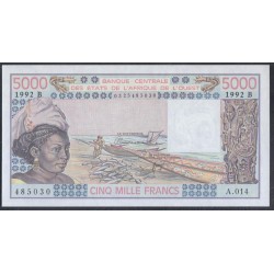 Западные Африканские Штаты (Бенин) 5000 франков 1992 год (West African States (Benin) 5000 francs 1992) P 208Bp: UNC