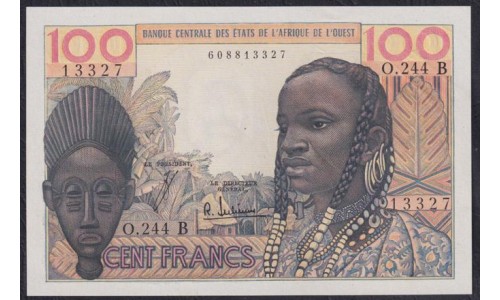 Западные Африканские Штаты (Бенин) 100 франков 1965 год, 13327 (West African States (Benin) 100 francs 1965) P 201Bf: UNC 