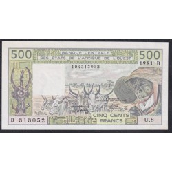 Западные Африканские Штаты (Бенин) 500 франков 1981 год, Редкие (West African States (Benin) 500 francs 1981) P 206Bcx: UNC