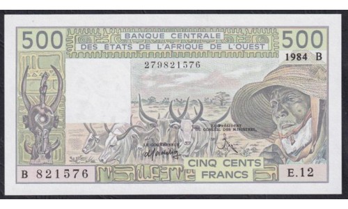 Западные Африканские Штаты (Бенин) 500 франков 1984 год (West African States (Benin) 500 francs 1984) P 206Bg: UNC