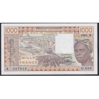 Западные Африканские Штаты (Бенин) 1000 франков 1981 год (West African States (Benin) 1000 francs 1981) P 207Bbl: UNC