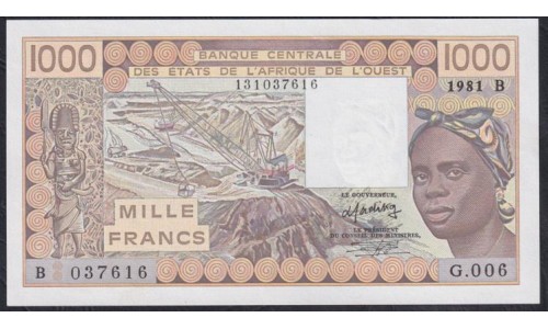 Западные Африканские Штаты (Бенин) 1000 франков 1981 год (West African States (Benin) 1000 francs 1981) P 207Bbl: UNC