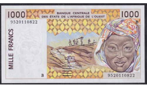 Западные Африканские Штаты (Бенин) 1000 франков 1995 год (West African States (Benin) 1000 francs 1995) P 211Bf: UNC