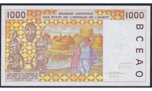 Западные Африканские Штаты (Бенин) 1000 франков 1995 год (West African States (Benin) 1000 francs 1995) P 211Bf: UNC