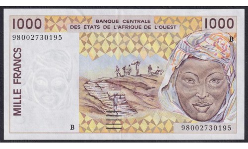 Западные Африканские Штаты (Бенин) 1000 франков 1998 год (West African States (Benin) 1000 francs 1998) P 211Bj: UNC