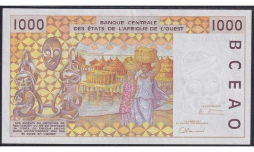 Западные Африканские Штаты (Бенин) 1000 франков 1998 год (West African States (Benin) 1000 francs 1998) P 211Bj: UNC
