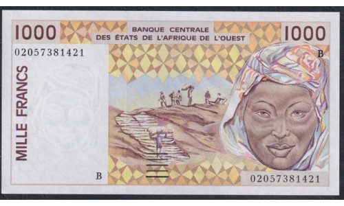 Западные Африканские Штаты (Бенин) 1000 франков 2002 год (West African States (Benin) 1000 francs 2002) P 211Bm: UNC