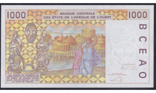 Западные Африканские Штаты (Бенин) 1000 франков 2002 год (West African States (Benin) 1000 francs 2002) P 211Bm: UNC