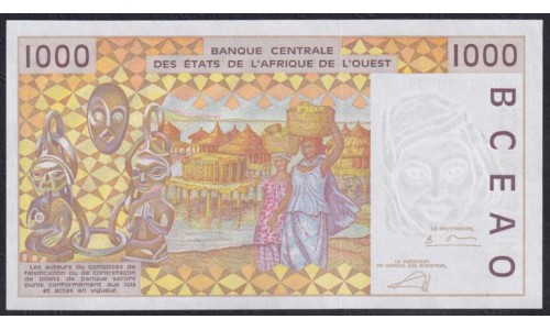 Западные Африканские Штаты (Бенин) 1000 франков 2002 год (West African States (Benin) 1000 francs 2002) P 211Bm: UNC