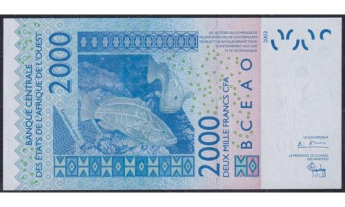 Западные Африканские Штаты (Бенин) 2000 франков 2004 год (West African States (Benin)  2000 francs 2004) P 216Ba: UNC