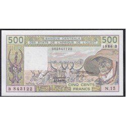 Западные Африканские Штаты (Бенин) 500 франков 1986 год (West African States (Benin) 500 francs 1986) P 206Bj: UNC