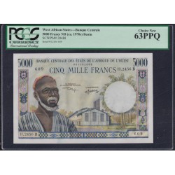 Западные Африканские Штаты (Бенин) 5000 франков 1970 год, РЕДКОСТЬ!!! (West African States (Benin) 5000 francs 1970) P 204Bl: PCGS 63 Choice New UNC
